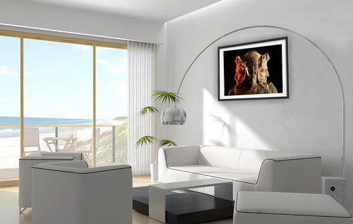 Apollo and Two-Faced Janus photo print by Storaro Art Collection - Roman deity sculpture with dramatic flame overlay in fine art photography print